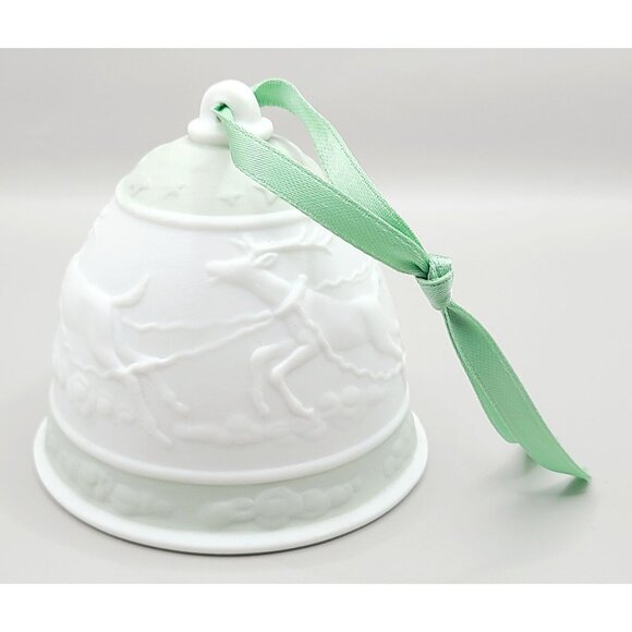 Lladro 1988 Christmas Bell Ornament Box & Certificate Porcelain Santa Reindeer - Picture 4 of 11